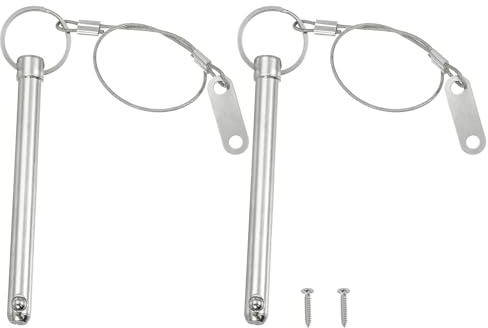 PATIKIL Perno A Sgancio Rapido, Diametro 3/8(10mm), Lunghezza Totale 3.5(90mm), Lunghezza Effettiva 3.2(82mm), 2pcs Perno Bimini Top In Acciaio Al Carbonio Con Filo Per Marina Argento