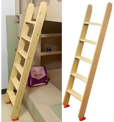 DRFGHK Replacement Wood Bunk Bed Ladder, Lofted/Dorm/RV Bed Bunkbed Ladders with Extra Deep Steps & Non-Slip Pads, Replacement Wooden Ladder for Motorhome/Camping - Load 660LBS(185cm/6ft/72.8 High)