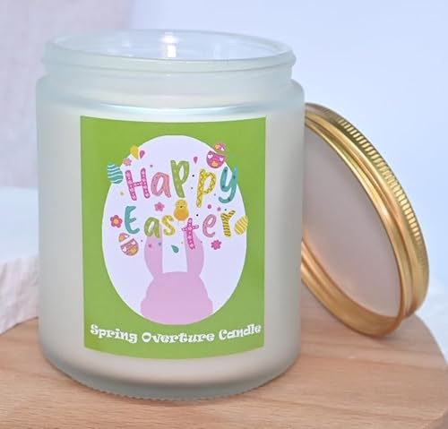 ROXIIFEE 200g Jasmin Duftkerzen im Glas Holzabdeckung, Osterkerzen Geschenkset Ostern Kerzen Geschenkset natürliche Sojawachskerze Strong Scented Candle bis zu 50 Std(200g, Jasmin）