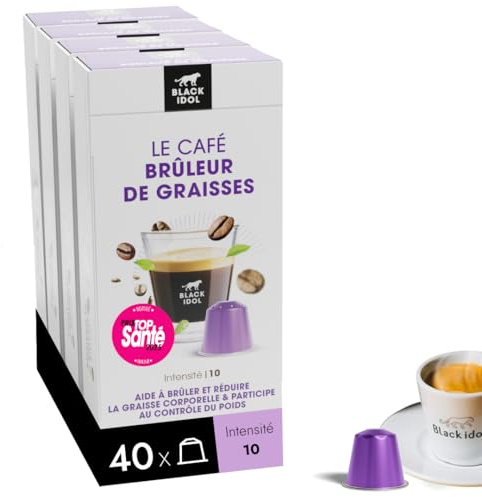 Black idol - Café Brûleur de Graisses - Minceur - 40 Capsules Intensité 10 - Compatible avec Nespresso® - Haute Teneur en Polyphénols Antioxydants (Intensité 10 : 40 capsules)