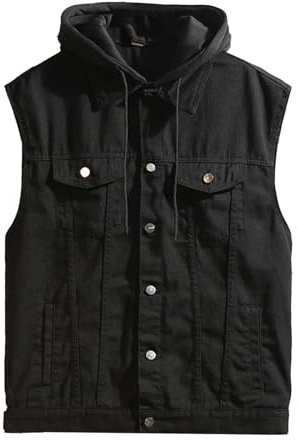 Gilet Jeans Uomo Vintage, Gilet Senza Maniche Uomo, Gilet in Denim di Moda Maschile Motociclista con Cerniera Maschile Jean Fertilizzante Plus Size Gilet Uomo Estivo per Il Tempo Libero