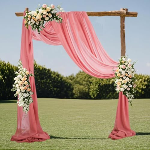 2 pannelli in chiffon rosa polverosa ad arco drappeggiato in tessuto da 6 metri velato per esterni tende per cerimonie e ricevimenti di nozze archi drappeggi in tessuto decorazioni per soffitti di