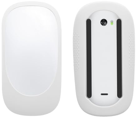 kwmobile Case Compatible con Apple Magic Mouse 1/2 Funda Silicona - Funda Protectora para Raton de Ordenador - Agarre Antideslizante con Grip Lateral - Blanco