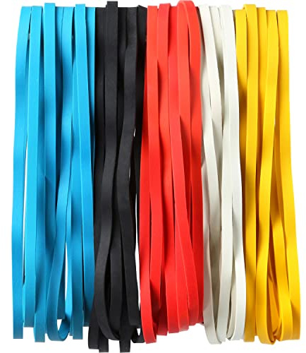 AOUOU Elastici in gomma per bidone della spazzatura, 50 pezzi, grandi, 200 mm, 5 colori, elastici per forniture per ufficio, cartelle, libri, regali, quaderni