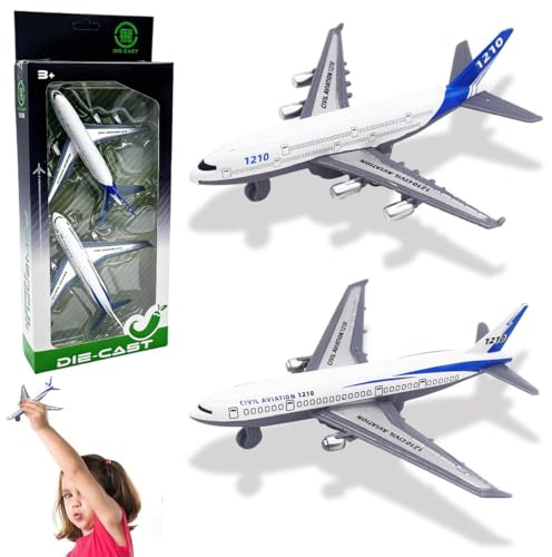 Aeroplane Models Aeroplane Toy, Pack of 2 Children's Metal Plane, Metal Aeroplanes Model, Toy Plane for Children, Airplane Toys Miniature, Children's Birthday Gifts for 3-12 Years, Boys and Girls