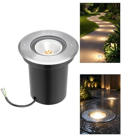 Auting Foco Empotrable Suelo Exterior Acero 304 IP67 GU10 Luz Cálida | Estructura resistente hasta 2000kg, perfecta para entradas, terrazas y jardines con instalación duradera