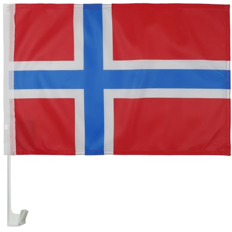 AZ FLAG Autofahne Norwegen 45x30 cm Norwegische Mesh-Polyester Saugnapf | Für außen Autoflagge Norge genähte wetterfeste Ausführung mit Kunststoffstab