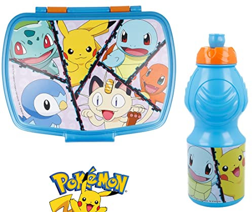 ILS I LOVE SHOPPING Set Pranzo Scuola 2 Pezzi Portamerenda e Borraccia in Plastica Bambini Bambino Merenda Launch Box - BPA Free