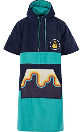 WAVE HAWAII Poncho Bluebow Surfponcho 100% Baumwolle für Körpergrößen von 175-205 cm Umkleidehilfe für Schwimmen Strand Surfen Badetuch mit Badeponcho Duschponcho für Damen Herren Erwachsene