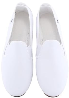 escoolers E55 Kung-Fu sneaker i duk och stängning med elastisk lätt och bekväm med flexibel gummisula. Tillverkad i Spanien., Vit, 40 EU