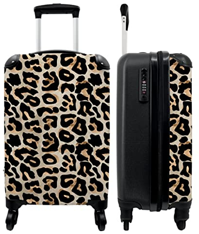NoBoringSuitcases© Teenager Mädchen Geschenke Trolley Handgepäck Koffer | 55x35x20 cm - Suitcase Rollkoffer Kinder - Panther Druck - Tiere