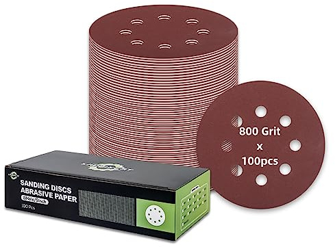 100 Stück Schleifpapier 125mm Klett, 800 Körnung 8 Loch Rund Schleifscheiben für Exzenterschleifer