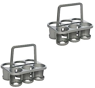 Novaliv 2X Flaschenträger für 12 Flaschen - Stabiler Halt - Getränkekorb Kunststoff, Stapelbar, 32x23x28cm Silber - Ideal für Küche & Keller Getränkekorb Bierträger Getränketräger Flaschenbox