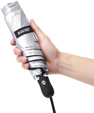 G4Free Mini Ultralight Umbrella UPF 50+ UV Protection Compact Lightweight Travel Umbrella Super Slim Small Portable Automatic Open and Close,40 Inch(Silver/Black)