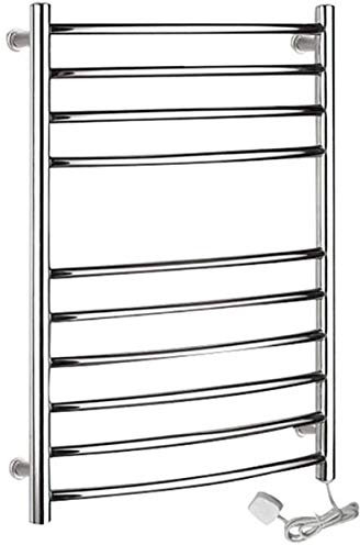 Wall Mounted Electric Heated Towel Rail, 304 Stainless Steel Plug-in/Hardwired Bathroom Radiator Towel Warmer and Drying Rack 100W Interesting