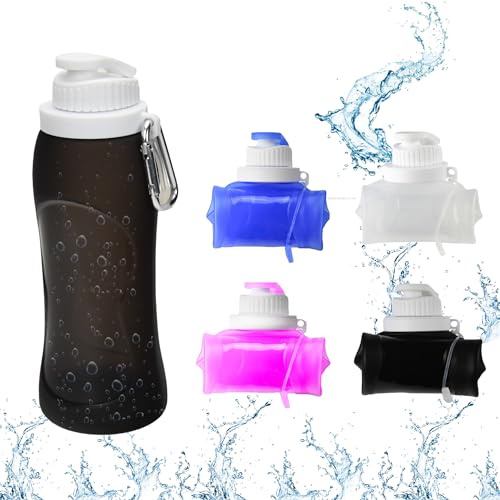 Sport Up I Faltbare Trinkflasche I 500ml I Für Outdoor, Sport, Reisen uvm. I Umweltfreundlich (Schwarz)