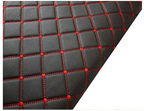 Kunstleder Gesteppt Kaschiert Meterware 160cm ×100cm, Leder Polsterstoff Stoff für Schrank Ledertasche Autositz Sofa Möbel Repara, Schwarz (rote Linie) (Color : Black (red line), Size : 1.6x3m)