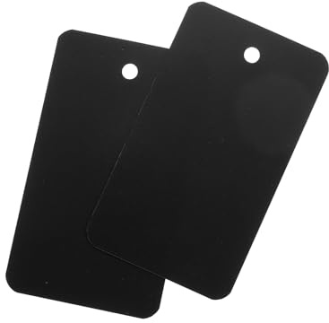 QUARKZMAN 200 Stück Versandanhänger wasserdichte, 4 * 7cm PVC Blanko Kunststoffanhänger Rechteckig für Namensetiketten Kleidung Anhänger Geschenkverpackung, Schwarz