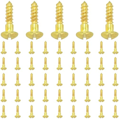 50 PCS Slotted Round Head Brass Self Tapping Screws (Round Head, M2.5 x 10mm)
