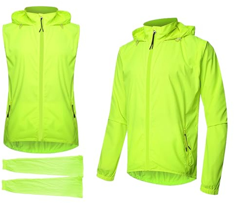ARMAAN 2-in-1-Fahrradweste für Herren/Damen mit abnehmbaren Ärmeln, Jacke, Sonnenschutz, reflektierend, Fahrrad-Windjacke, Outdoor-Lauftrikot, MTB, Bergsteigen, langärmeliger Fahrradmantel