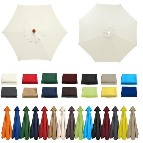 HonunGron Ersatz-Sonnenschirm-Stoffbezug, 6 Rippen 8 Rippen Sonnenschirm Ersatz Baldachin Abdeckung, UV-Schutz Ampelschirm Bezug Patio Garten Umbrella Cloth Cover (3.0m / 8 Rippen,Beige)