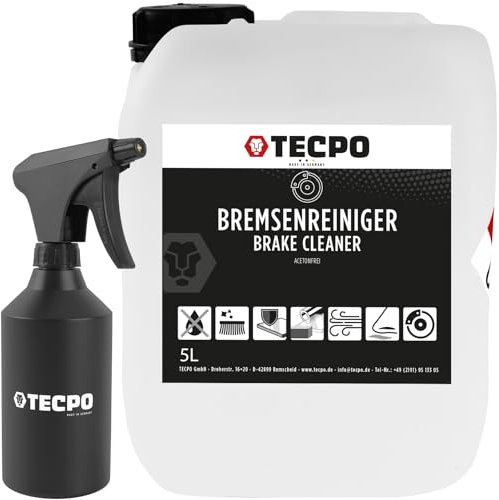 TECPO Bremsenreiniger, 5 Liter Universal Teile Reiniger Entfetter Brake Cleaner mit Sprühflasche