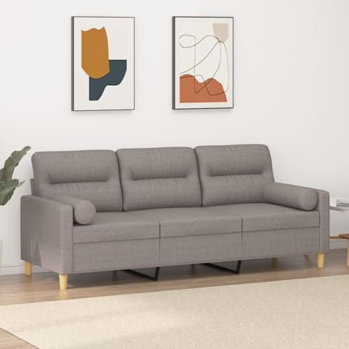 Willood 3-Sitzer-Sofa mit Zierkissen Taupe 180 cm Stoff Loungesofa Lounge Sitzmöbel Wohnzimmer Sofas3200836
