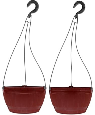 FUNOMOCYA Vaso Sospeso a Botte Autoirrigante in Plastica Marrone 2 Pezzi