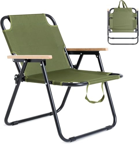 JHYCCDD Campingstuhl Faltbar Leicht, Anglerstuhl Klappbar, Camping Sessel Klappstuhl Camping, Camping-Stühle, Faltstuhl mit Armlehnen, Klappstühle Perfekt für Angeln, Picknick，Reisen
