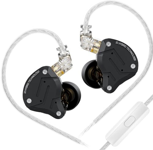keephifi KZ ZS10 Pro Auricolari in-ear da monitor, Auricolari IEM con driver ibrido 4BA+1DD, Auricolari HiFi da gaming con frontale in acciaio INOX, Auricolari in-ear per musicisti audiofili