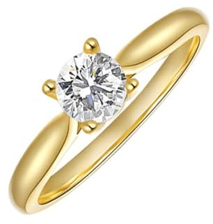 Whoiy Bandring Gelbgold 585 Damen, Ehering Verlobungsring 14k Echt Gold mit Moissanit Schlicht Solitär Trauringe für Frauen Gr. 54 (17.2)