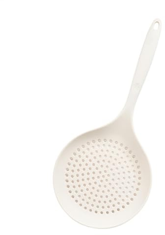 Skimmer Spoon – Cucchiaio scanalato in silicone con manico lungo | Colino scolapasta | Cucchiaio scanalato per un facile drenaggio degli alimenti, zuppe e brodo scremare e rimozione 'olio