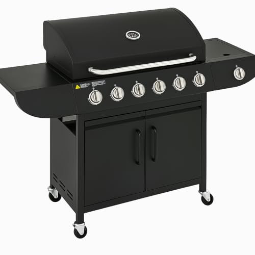 Campfire Original 7 Gas Burner 6+1 Garden Grill, Steel Warming Rack, Side-Burner, Storage & Built-in Temperature Gauge for Home Garden Party Outdoor Cooking