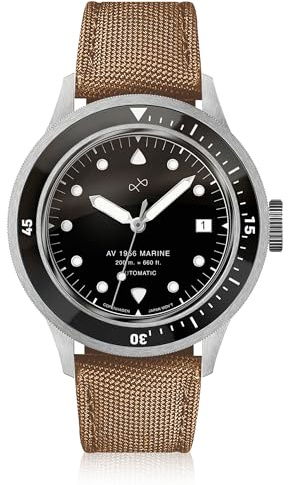 About Vintage 1956 Marine-Armbanduhr für Herren, 41 mm breit, 12,55 mm dick, Herrenuhr – 316L Edelstahl, analog, Quarz, 20 ATM wasserdicht, Herrenuhren – rundes Saphirglas-Zifferblatt, Herrenuhr