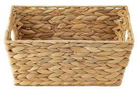 ECHTWERK Cestino portaoggetti in giacinto d'acqua, rettangolare, 35 x 25 x 16 cm, colori naturali, cestino in vimini, impilabile per bagno, ufficio e soggiorno