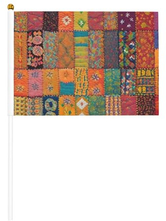 Lot de 6 drapeaux à main géométriques marocains et 10 pièces, petits drapeaux pour défilés, fête, bar, anniversaire