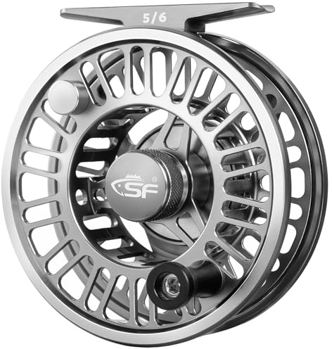 SF SF-003 Pro Fliegenfischrolle für Süßwasser, Mid-Arbor-Design, sanftes Bremssystem, leichtes Aluminiumgehäuse, 5/6wt, Mattes Rotgussgrau für das Süßwasserfischen