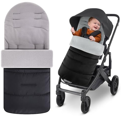 Baby Pram Footmuffs, Footmuff for Pushchair Universal - Cosy Toes, Waterproof and Windproof Pram Liner Footmuff, Soft & Comfortable Warm Grey Thick Cotton Pad Toddler Foot Muff Fit