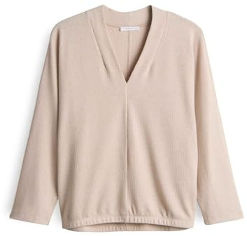 OPUS Damen Dreiviertelarmshirt | SLUTO Loose Jerseyshirt Macadamia, 38