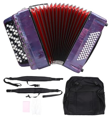Dilwe Accordion Chromatic Button 62 Key 60 Bass F B E Tuning with Padded Portable Bag for Beginners Professionals Musicians