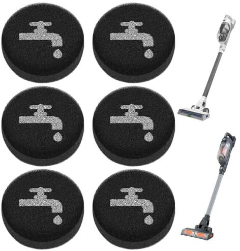 6 Pcs Sponge Filters Compatible with BLACK+DECKER POWERSERIES+ 16V/20V Cordless Stick Vacuum Models BHFEA420J BHFEA520J BHFEA18D1, Replacement Part BHFEAF1, Vacuum Cleaner Accessories, Easy to Install