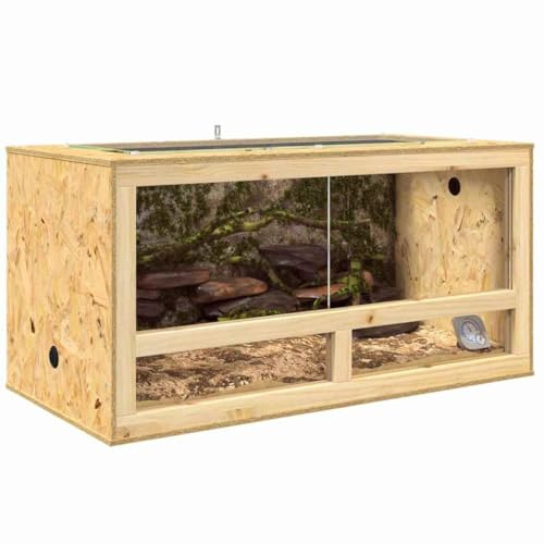 Terrarium en Bois, Terrarium Boîte d'alimentation pour Reptiles Amphibiens Marron 100 x 50 x 50 cm OSB
