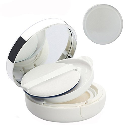 Boîte à poudre circulaire vide rechargeable blanche avec miroir et éponge pour bricolage et cadeau de Noël