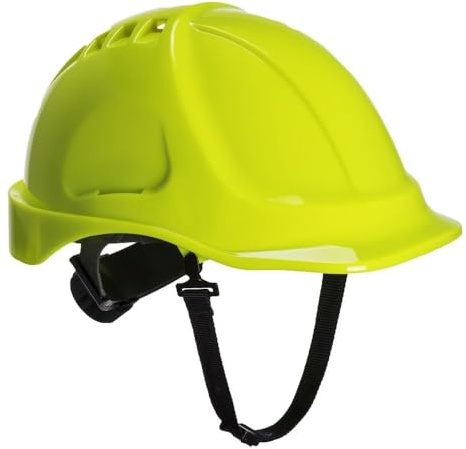 Portwest PS55 Endurance Schutzhelm Größenverstellbares Kopfband ABS-Schale | Gelb, Einheitsgröße, EN 397, Warnschutz Drehverschluss Belüftet, Verkauft mit 4-Punkt-Kinnriemen