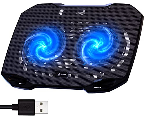 Klim Pro - Refroidisseur pour Professionnels - Nouveauté - Ventilateur Support PC Portable - Ventilo Transportable - 10 à 15,6 Pouces - Extra Port USB