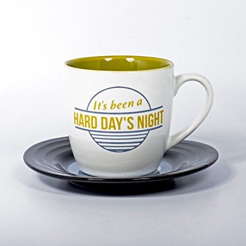 Thumbs Up! L&M Mug And Saucer Set - Hard Day's Night Tazza con Piattino a Forma di Vinile, Ceramica, Multicolore, 15.7x10x15.7 cm