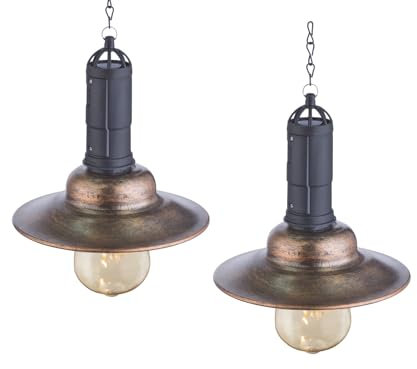 2er SET LED solarbetriebene Hängeleuchten im Industrie-Look für den Garten