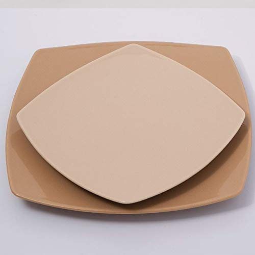 Juego de 6 platos de postre de porcelana italiana crema – L 21 cm – Tokio