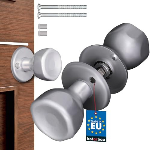 KOTARBAU® Türklinke - Drehknopf – Türgriffe - Türknauf Drehbar - Drehgriff für Türen – Pforten – Tore – Außen – Innen – Stahl – Lackiert – Silber