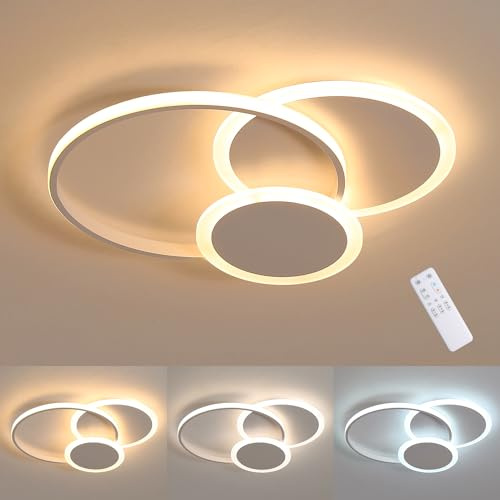 MOUNM led deckenleuchte dimmbar 3000K - 6000K, 42 * 35cm 30W | wohnzimmer lampe decke mit Fernbedienung , deckenlampe für Schlafzimmer, Küchen, Flure, Balkone, Haustüren, Kinderzimmer